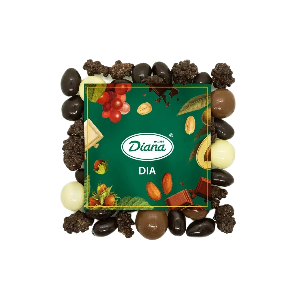 Dia Mix fehér, tej- és étcsokoládéval bevonva, 100 g