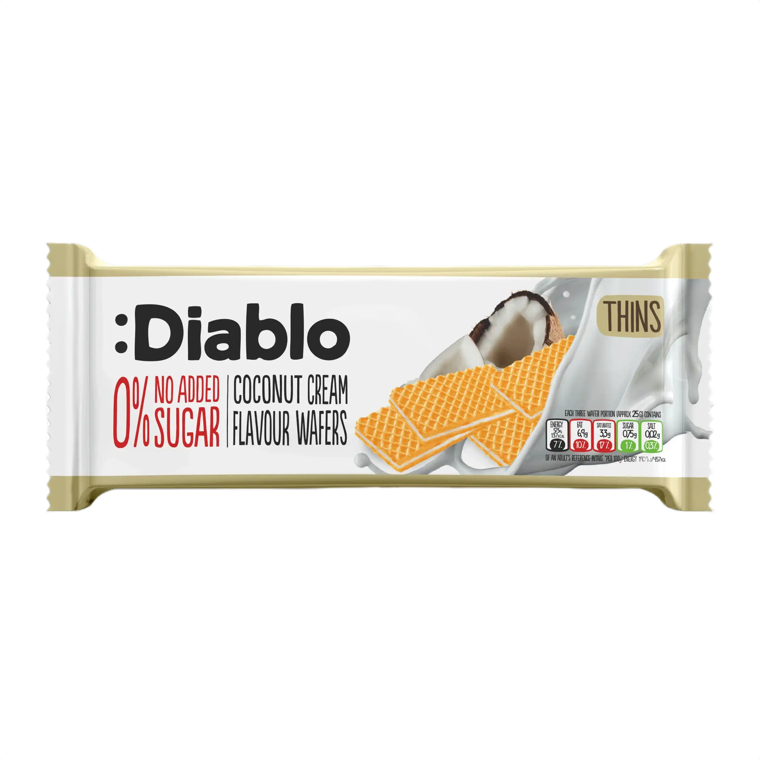 Diablo ropogós ostya kókuszkrémmel, hozzáadott cukor nélkül, 150 g